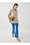 Beige Striped Blouse/Shirt with Gold Button Detail - - 4