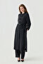 Minimal Button Detail, Flowing Form, Black Giy Çık 0398 - 3