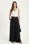 Women's Aviva Woven Modal Belted Elastic Waist Ultra Wide Leg Black Trousers - 3