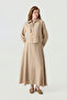 Embroidery Detailed Zippered Shirt Collar Beige Suit 1741 - 3