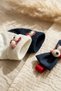 Bubbly Tots 3-Piece Baby Accessory Set - Navy Blue and White 3D Character Cotton Baby Socks and Fi - 3