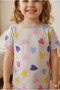 Girl's Short Sleeve 2-Piece Pajama Set 100% Cotton Single Jersey Colorful Heart Pattern - 2