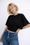 Women's Crew Neck Bat Sleeve Crop Blouse