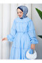 Drawstring Layered Ruffle Dress in Poplin Fabric - 6