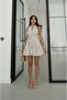 Stone Color Glittery Bedard Halter Neck Dress - 2