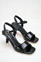 Black Wrinkled Single-Strap Open-Back Goblet High-Heeled Evening Dress Sandals - 4