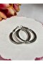Patterned Silver Hoop Earrings - 3