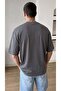 Men's Oversize Casual T-Shirt with Deer Print Anthracite Gray Melange - 4