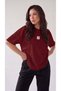Women's oversized casual t-shirt crew neck free life burgundy