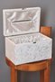 Velvet Covered Jewelry Chest + 100 Envelopes as a Gift (20X22X33 cm) Ecru - 3