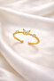 Women's Minimal Butterfly Figured Zircon Stone Adjustable Gold Color Ring - 3