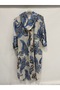 Beige Italian Shawl Pattern Hooded Foldable Long Sleeve Oversize Long Shirt Dress Size 42 - 46 - 3
