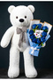 90cm White Plush Bear and Blue Rose Bouquet with Teddy Bear Detail to Give to Wife, Lover, Mother, Sister, Sister-In-Law, or Mother-In-Law on Birthday Apologies - 5
