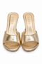 Liora Wide Single Strap Oval Toe Goblet Heeled Stylish Women's Slippers - Gold Foil - 3