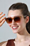 Women's Gold Detail Leopard Pattern Frame Brown Glass Sunglasses - 3
