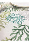 Coral Patterned Linen Green Tablecloth |   Liquid Proof & Stain Resistant |   Custom Size Production |   Oeko-Tex ®   100 - 2