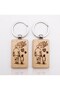 Personalised Wooden Keychain for Dad, Laser-Engraved Father and Child Silhouette, Double-Sided Custom Message, Natural Wood - 5