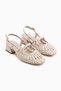 Rossi Beige Knitted Detailed Women's Heeled Sandals - 3