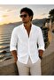 Fit Cut Cotton Linen, Breathable, Light Textured, Button-Up Collar, Men's Linen Shirt