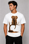 Men's Oversize T-Shirt Sitting Elephant Printed 100% Cotton T-Shirt Comfortable Fit