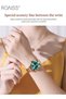 Women's Steel Strap Quartz Watch Round Green Dial Diamond Cut Mirror Waterproof Luminous Analog Wristwatch Gift for Ladies Rose Gold - 2