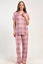 Women's Front Buttoned Short Sleeve Pink Pajama Set C6T9N1215 - 2