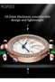 Women's Quartz Watch with Leather Strap Oval Dial Rhinestone Decoration Green Band Waterproof Elegant Analog Wristwatch Gift for Ladies - 7