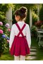 Girl's Shirted Salopet Dress with Pantyhose and Gift - 5