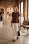 Brown 100% Cotton Skirt with Waistband and Sectional Blouse - 2