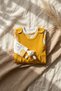Nafitto Baby Sage Yellow Waffle Knit Teddy Bear Salopet and Patterned Bodysuit Set - Cotton Texture 3-9 Months - 7