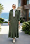 Women's Zippered Strawberry Fabric Khaki Jacket Skirt Two-Piece Set