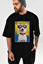 For the Love of Cats 56 Front Cat Printed Black Oversize T-Shirt 100% Cotton Unisex Cat Lover Premium Design - 7