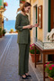 Women's Silvery Knitwear Set, Crew Neck, Buttoned, Long Sleeve, Thin Textured, Comfortable, Casual, Modern, Stylish - 2