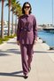 Women's Plus Size Shirt Collar Long Sleeve Linen Blend Suit Rose Detailed Belted Waist Casual Comfortable