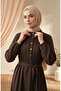 Hakim Collar Half Button Belted Dress 0302-05 Dark Brown - 3