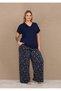Navy Blue Color, 11066 Short Sleeve Women's Plus Size Mother's Pajama Set - 2