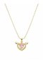 316L Steel Chain Gold Color Winged Heart Model Women's Necklace |   Elegant Design with Pink Zircon Stone