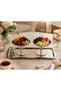 Stainless Steel 2-Piece Footed Bowl Luxury Bowl Serving Set with Rectangular Tray, Breakfast, Snack, Engagement, Proposal Multi-Purpose Set - 4