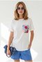 Women's White Cotton T-Shirt with Pocket Detail Tsh-19001009 - 2