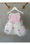 Shedress Powder Pink and White Tutu Girls' Dress with Bow - Custom Design and Puffy Skirt - 2