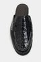 Porly Black Crocodile Patent Leather Flat Sole Women's Loafer Slippers - 6
