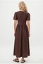 Women's Blair Scallop Embroidered Lined Short Sleeve Long Woven Brown Dress - 5
