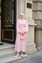 Women's Balloon Sleeve Waist Tie Dress Pink - 4