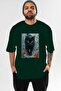 For the Love of Cats 60 Front Cat Printed Green Oversize T-Shirt 100% Cotton Unisex Cat Lover Premium Design - 2
