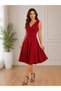 Women's Skirt with Volan Detail, Double Breasted Collar, Crepe Dress