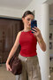 Premium Stone Detailed Tank Top - Red - 3