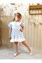 Berra Polka Dot Girl's Dress - Blue - with a Gift Bow - 5