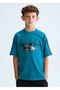 Boy's Printed T-Shirt and Shorts Set Emerald Green 6687 - 2
