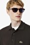 Men's Classic Fit Sweatshirt Polo Collar Buttoned Organic Cotton Ribbed Men's Sweatshirt Brown - 3