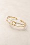 Gold Color Roman Numeral Ring Figured Stone Women's Handcuff Bracelet